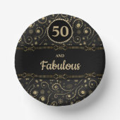 Black & Gold ANY AGE Birthday Pappteller (Vorderseite)