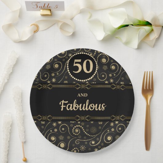 Black & Gold ANY AGE Birthday Pappteller (Hochzeit)