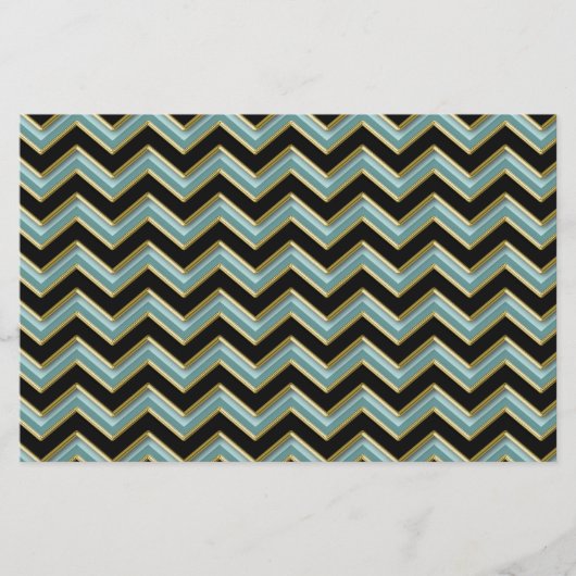 Black Gold Aquamarin ZigZag Briefpapier (Vorderseite)