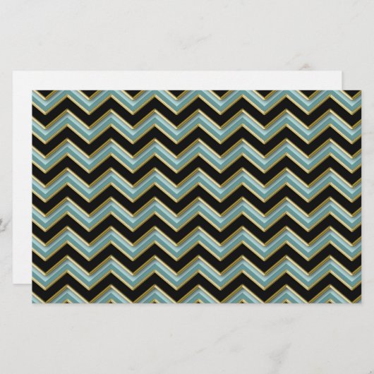 Black Gold Aquamarin ZigZag Briefpapier (Vorne/Hinten)
