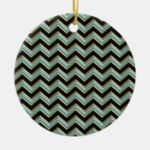 Black Gold Aquamarin ZigZag Keramikornament