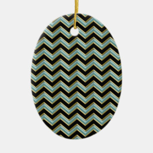 Black Gold Aquamarin ZigZag Keramikornament