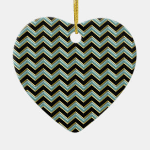 Black Gold Aquamarin ZigZag Keramikornament