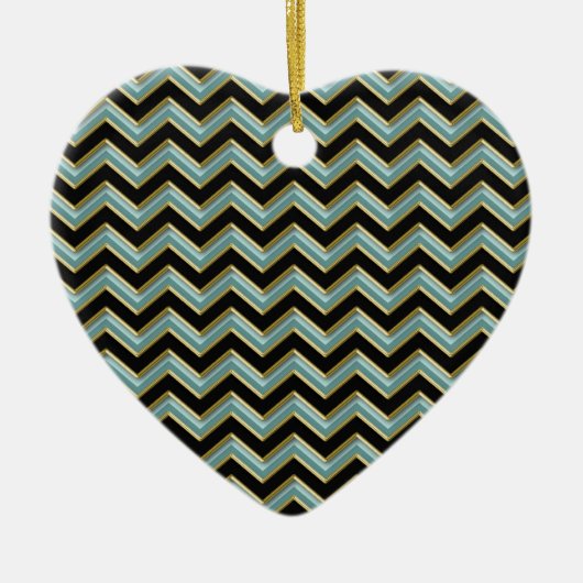 Black Gold Aquamarin ZigZag Keramikornament (Vorne)