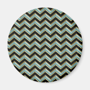 Black Gold Aquamarin ZigZag Magnet