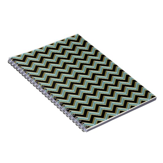 Black Gold Aquamarin ZigZag Notizblock (Rechte Seite)