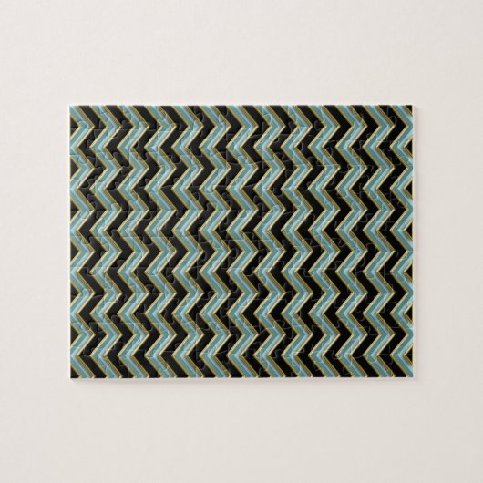 Black Gold Aquamarin ZigZag Puzzle (Horizontal)