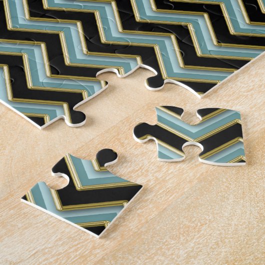 Black Gold Aquamarin ZigZag Puzzle (Seite)