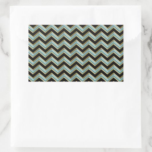 Black Gold Aquamarin ZigZag Rechteckiger Aufkleber (Tasche)