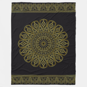 Black & Gold Arabesque Fleece Blanket