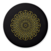 Black & Gold Arabesque Knob Keramikknauf (Vorderseite)