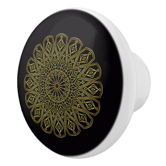 Black & Gold Arabesque Knob Keramikknauf (Rechts)