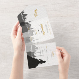 Black & Gold Arabian Quinceñera All In One Einladung