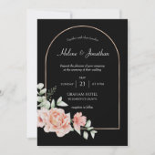 Black Gold Arch Floral Boho Hochzeitseinladung Einladung (Vorderseite)