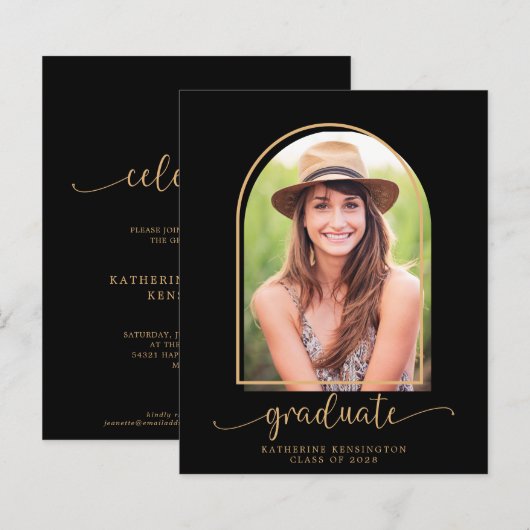 Black-Gold-Arch-Foto-Graduierungspartei (Vorne/Hinten)