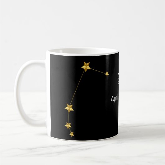 Black Gold Aries Sternkonstellation Geburtstag Kaffeetasse (Links)