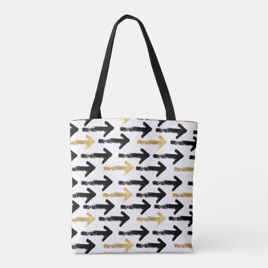 Black & Gold Arrow Monogram Totbeutel Tasche (Rückseite)