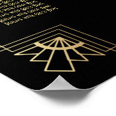 Black & Gold Art Deco 12 Tables Sitzkarte Poster (Ecke)