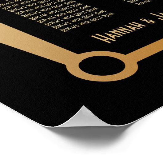 Black & Gold Art Deco 12 Tables Sitzkarte Poster (Ecke)