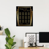 Black & Gold Art Deco 12 Tables Sitzkarte Poster (Heimbüro)