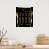 Black & Gold Art Deco 12 Tables Sitzkarte Poster (Küche)