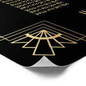 Black & Gold Art Deco 16 Tables Sitzkarte Poster (Ecke)