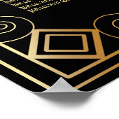 Black & Gold Art Deco 16 Tables Sitzkarte Poster (Ecke)