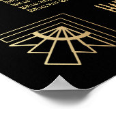 Black & Gold Art Deco 16 Tables Sitzkarte Poster (Ecke)
