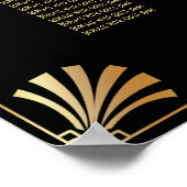 Black & Gold Art Deco 16 Tables Sitzkarte Poster (Ecke)