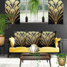 Black Gold Art Deco Ägyptisch Styled 16 x 16 Baumw Kissen