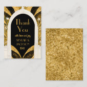 Black & Gold Art Deco Archway Wedding Vielen Dank Mitteilungskarte (Vorne/Hinten)