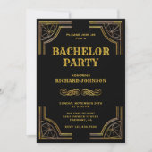 Black Gold Art Deco Bachelor Party - Einladung (Vorderseite)