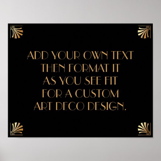 Black Gold Art Deco Custom DIY Wedding Sign Poster (Vorne)