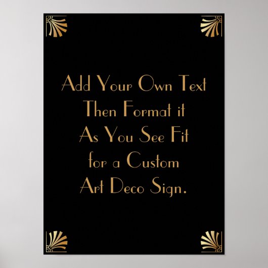 Black Gold Art Deco Custom DIY Wedding Sign Poster (Vorne)
