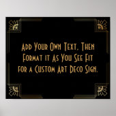 Black Gold Art Deco Custom DIY Wedding Sign Poster (Vorne)