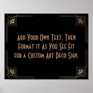 Black Gold Art Deco Custom DIY Wedding Sign Poster