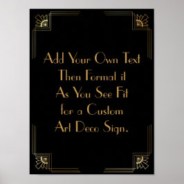 Black Gold Art Deco Custom DIY Wedding Sign Poster
