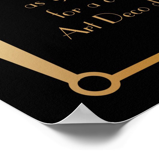 Black Gold Art Deco Custom DIY Wedding Sign Poster (Ecke)