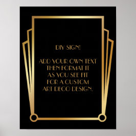 Black Gold Art Deco Custom DIY Wedding Sign Poster