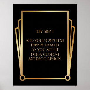 Black Gold Art Deco Custom DIY Wedding Sign Poster