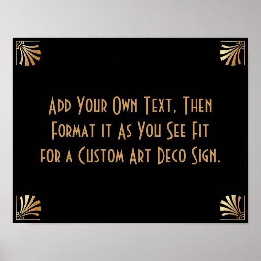 Black Gold Art Deco Custom DIY Wedding Sign Poster (Vorne)