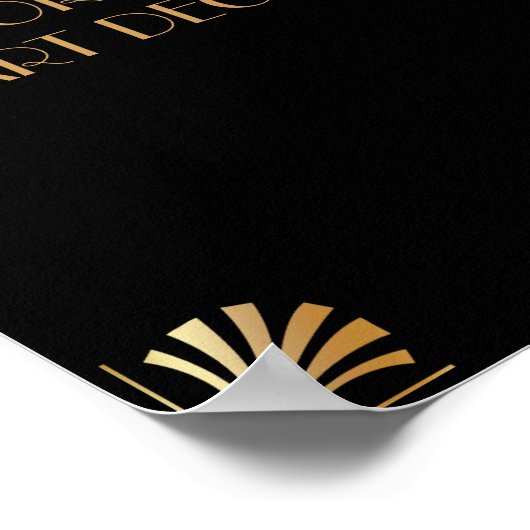 Black Gold Art Deco Custom DIY Wedding Sign Poster (Ecke)