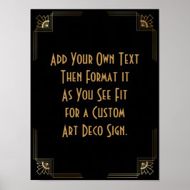 Black Gold Art Deco Custom DIY Wedding Sign Poster