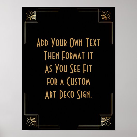 Black Gold Art Deco Custom DIY Wedding Sign Poster (Vorne)