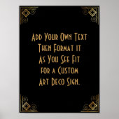 Black Gold Art Deco Custom DIY Wedding Sign Poster (Vorne)