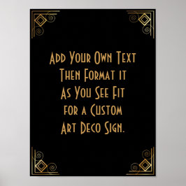Black Gold Art Deco Custom DIY Wedding Sign Poster