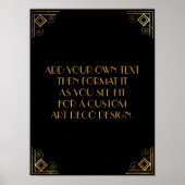 Black Gold Art Deco Custom DIY Wedding Sign Poster (Vorne)