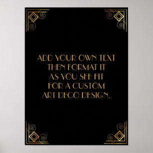 Black Gold Art Deco Custom DIY Wedding Sign Poster