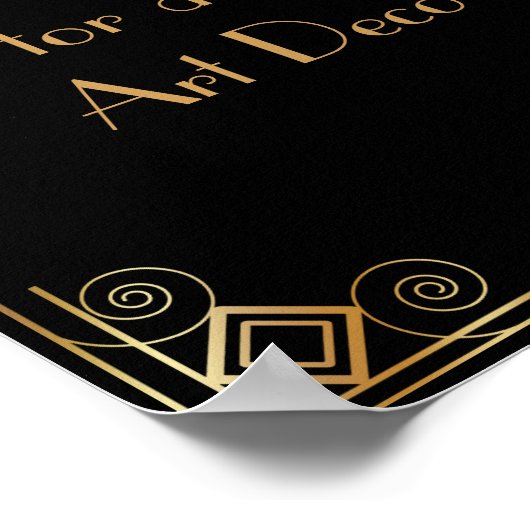 Black Gold Art Deco Custom DIY Wedding Sign Poster (Ecke)
