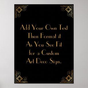 Black Gold Art Deco Custom DIY Wedding Sign Poster